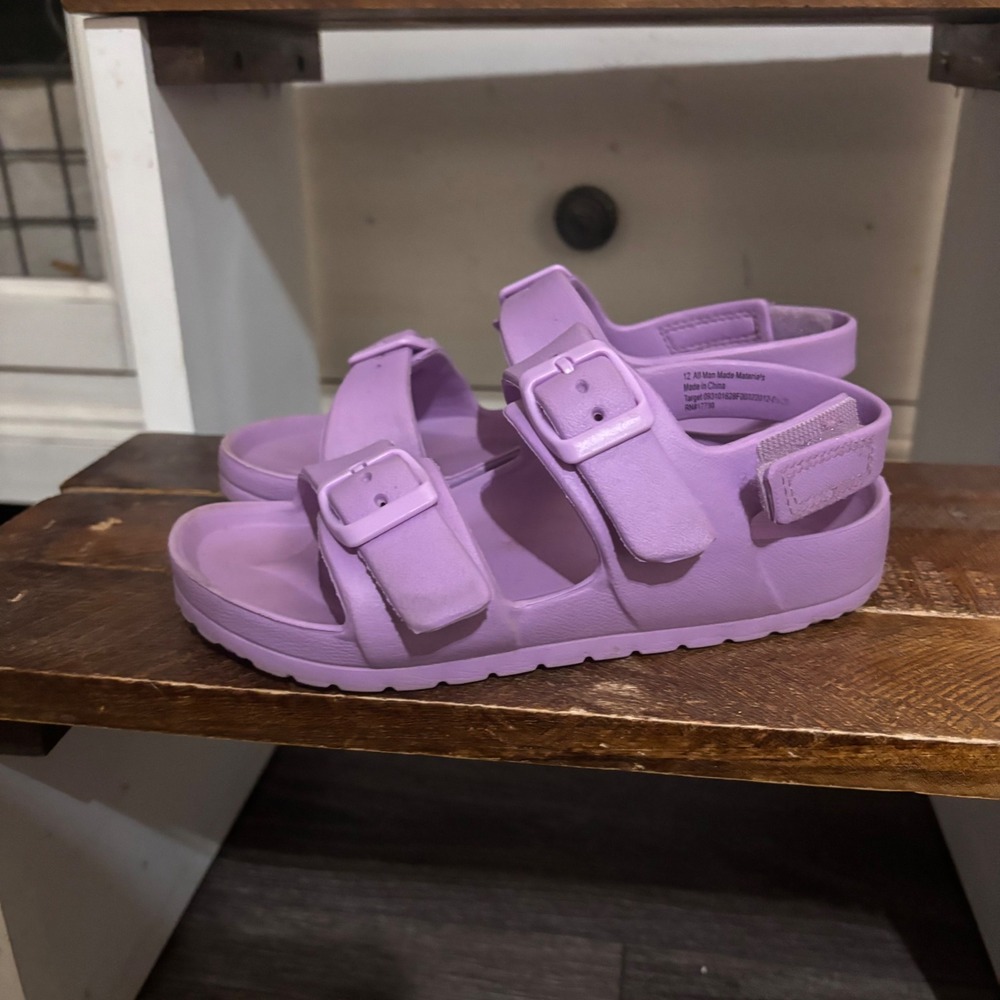 Target Purple EVA Molded Double Strap Kids Sandals Size 12 Water Shoes
